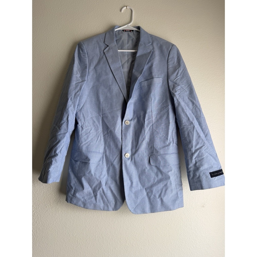 Boys Tommy Hilfiger Modern-Fit Stretch Blue Chambray Suit Jacket 20
